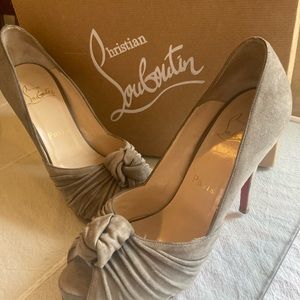 Christian louboutin peep toe suede  heels